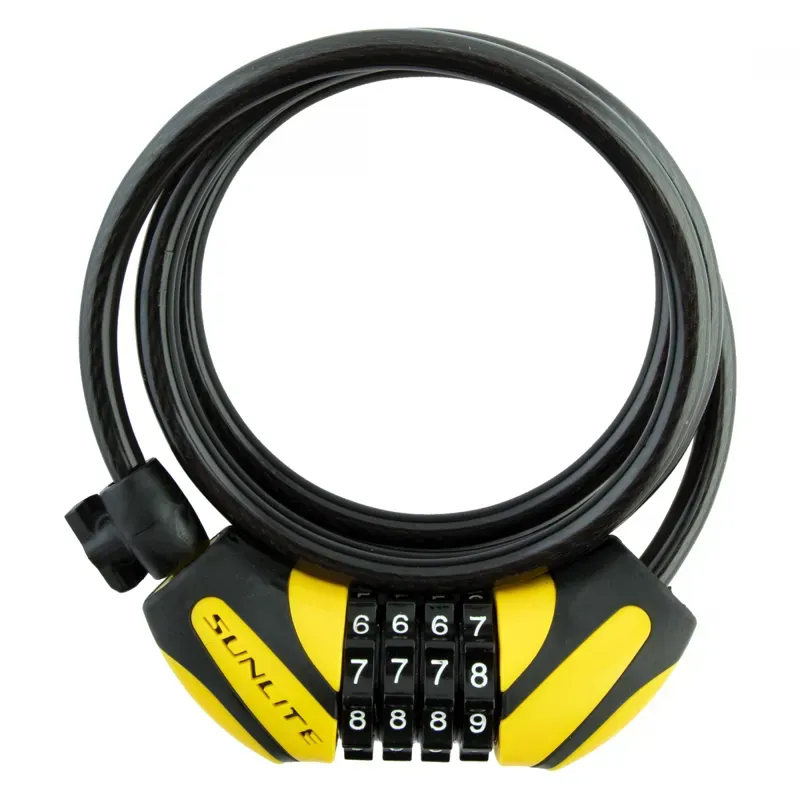 Sunlite Defender D1 8mm 6-feet Cable Combo Lock with Bracket in Black