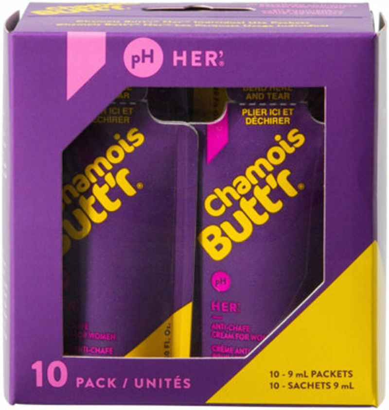 Chamois Butt'r Her' Anti-Chafing Cream 0.3oz Single-Use Packets Box of 10